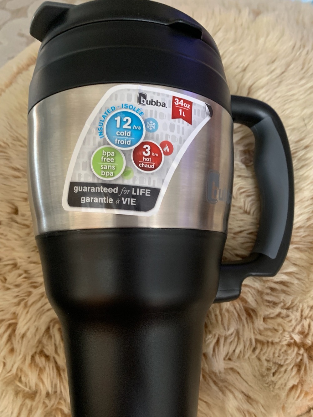 Stainless Steel Insulated Travel Mug - Black/Silver